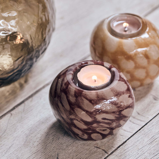 NILA GLASS CANDLE HOLDER - WINE