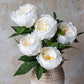 ARTIFICIAL REAL TOUCH PEONY, WHITE - *Pre-Order* - Shipping January 2026