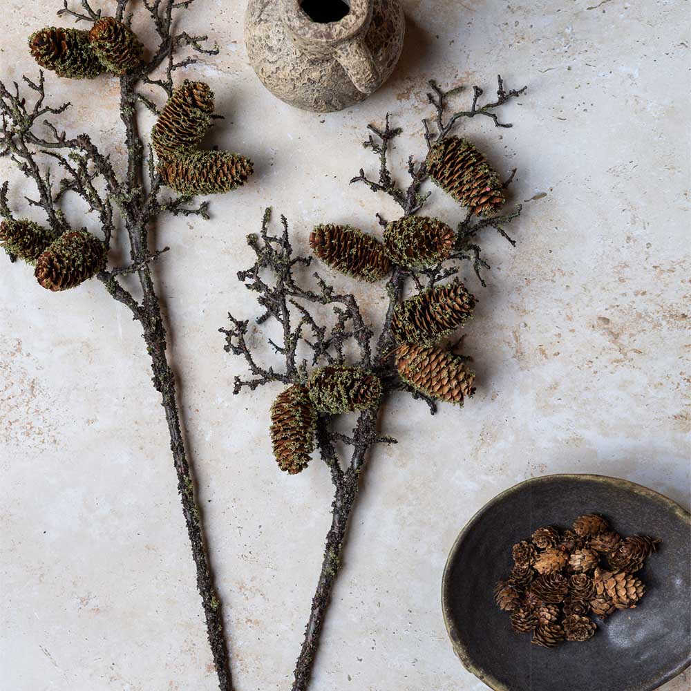ARTIFICIAL PINECONE BRANCH, MEDIUM - *Pre-order* SHIPPING MAY 2026