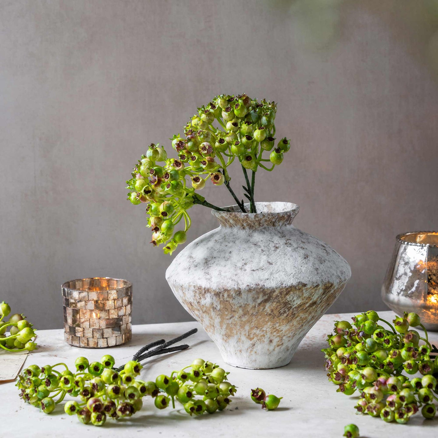 ARTIFICIAL ROSEHIP BUNCH, OLIVE - *Pre-order* - Shipping December 2025