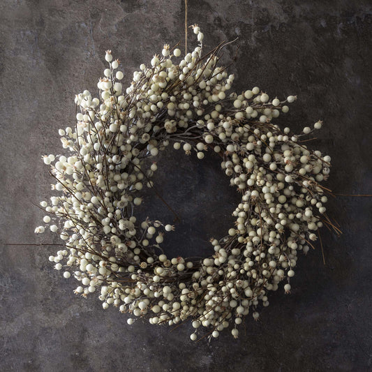 ARTIFICIAL BERRY WREATH, CREAM - *Pre-order* SHIPPING July 2026