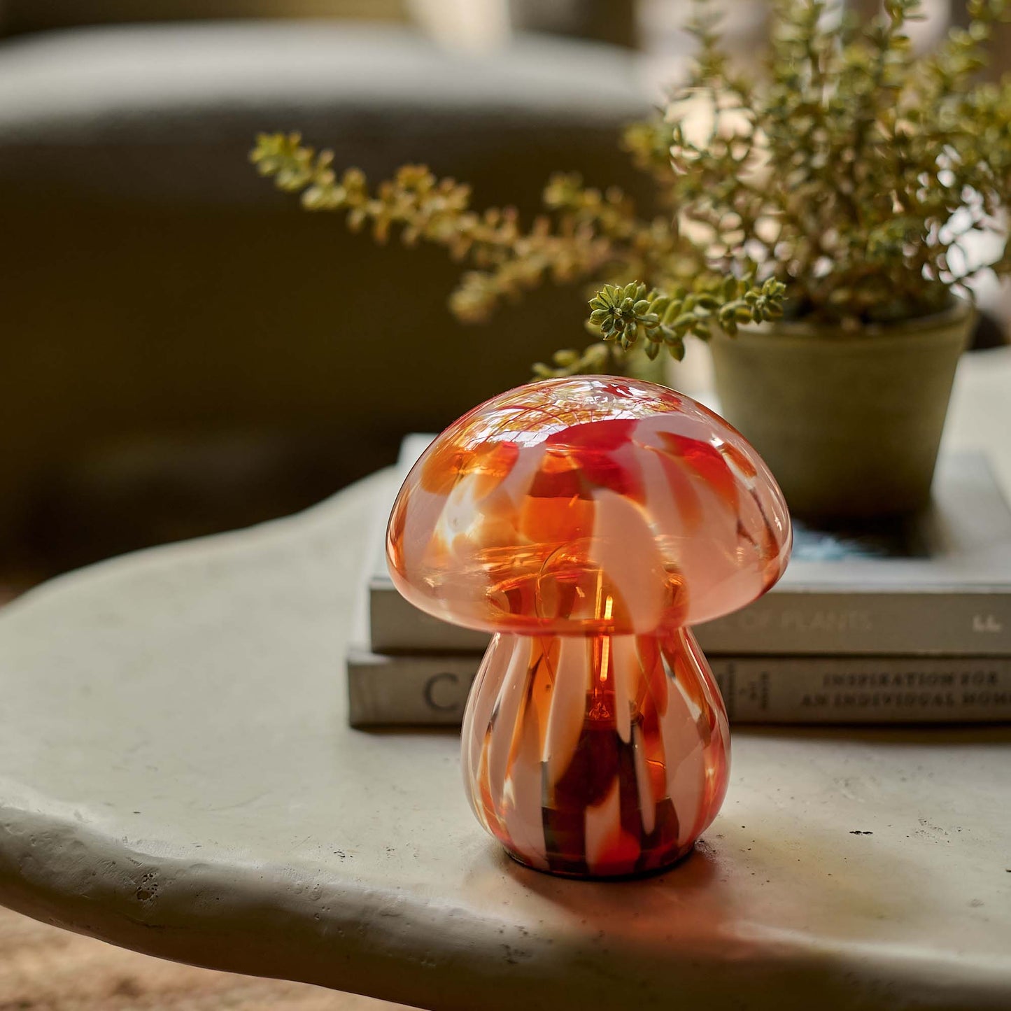 MUSHROOM CORDLESS LED LAMP - CORAL